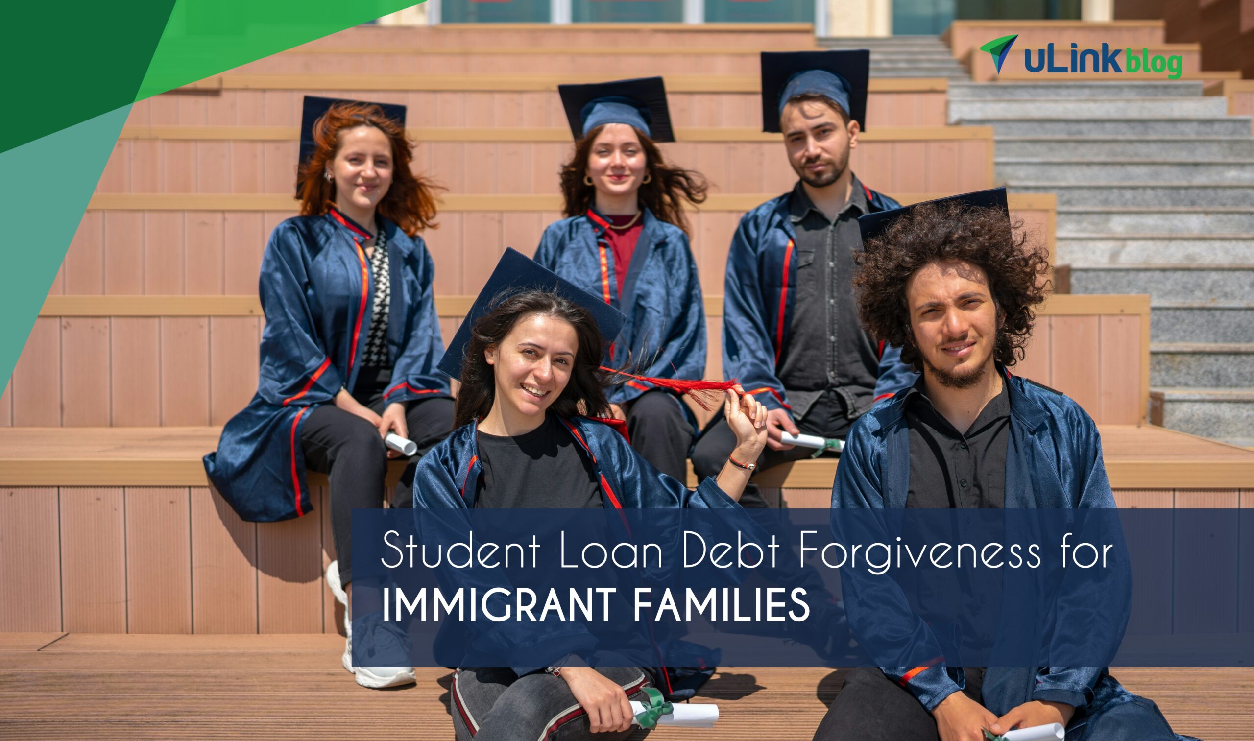 A group of immigrant college students are sitting, looking at the camera.