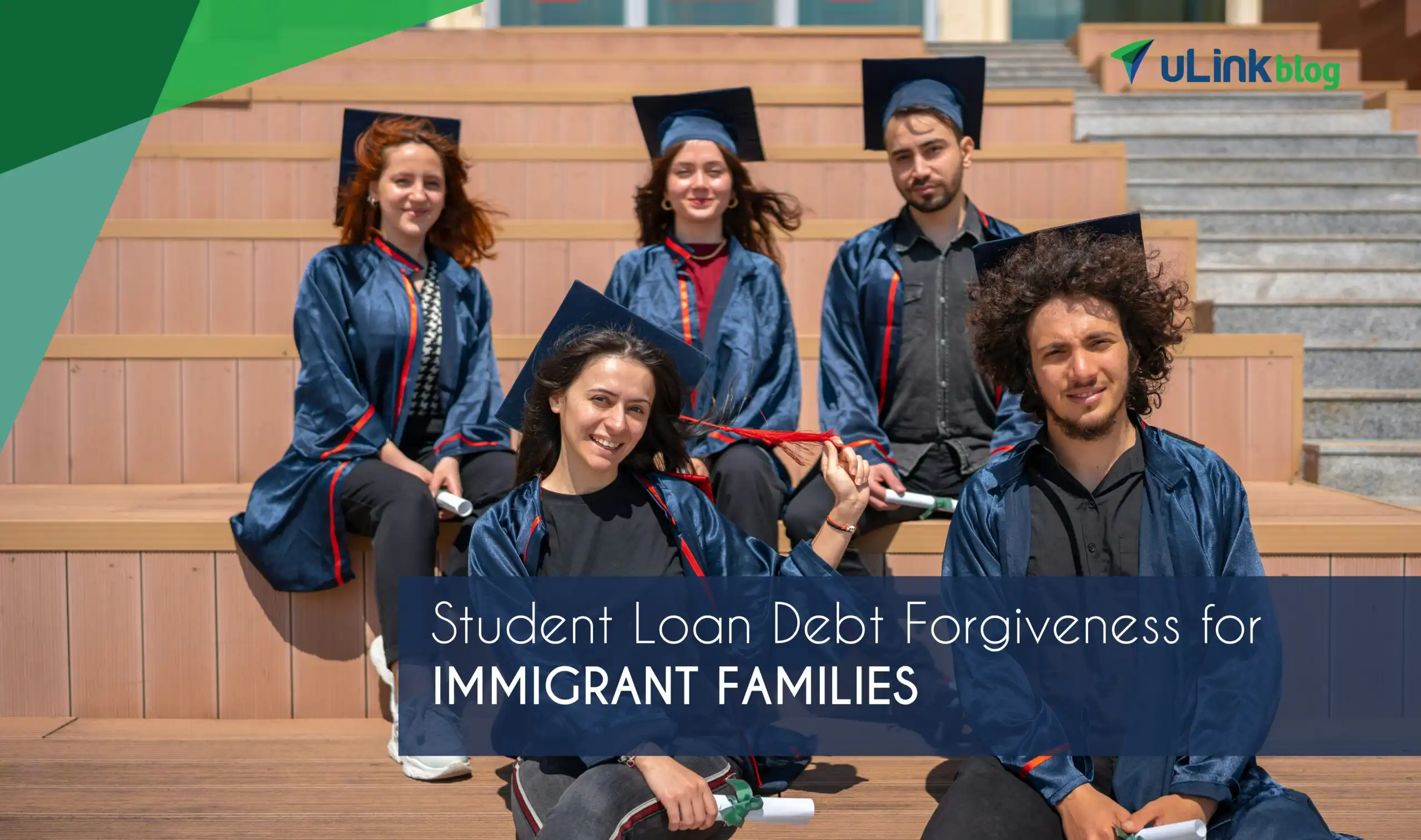 A group of immigrant college students are sitting, looking at the camera.